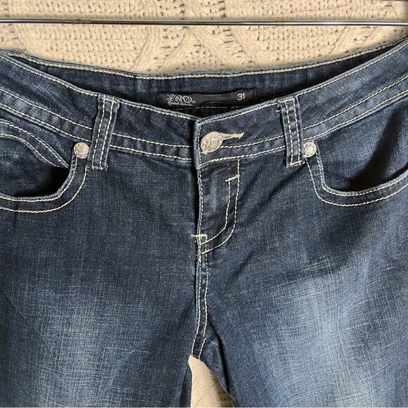 YNQ | Blue Wash Distressed Boot Cut Jeans | Bottoms - Picture 5 of 12